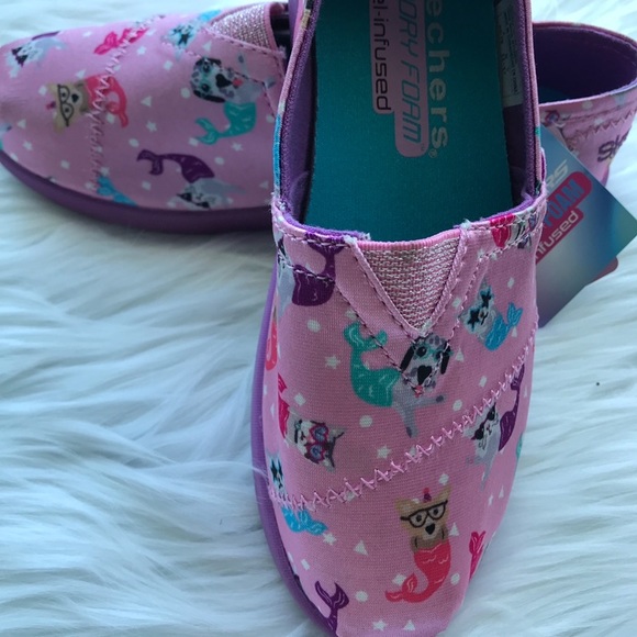 Sketchers Kids Slip-ons animal mermaid print 13 pink NWT - Picture 2 of 4